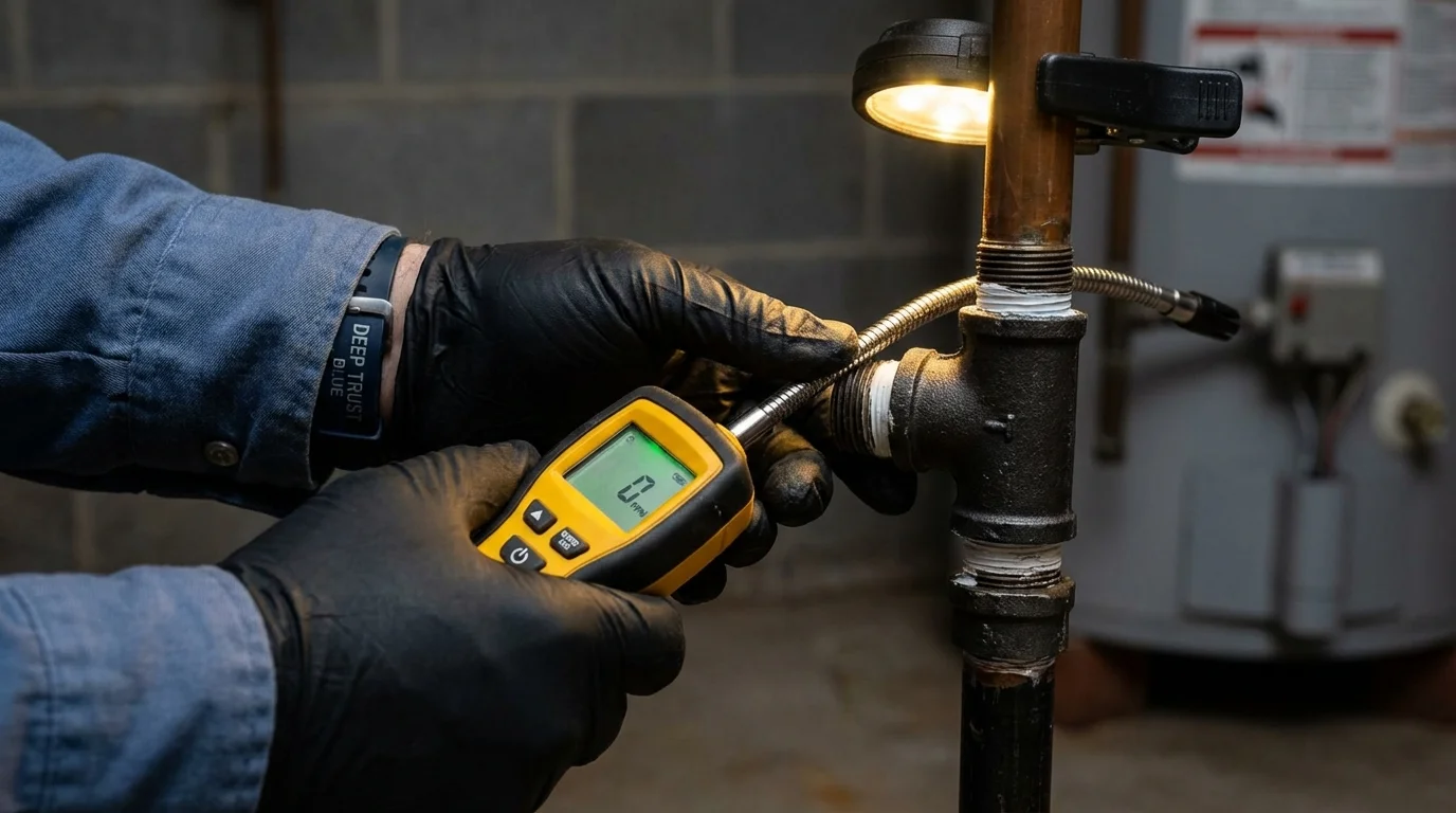 Gas leak detection with electronic sniffer by Johns Plumbing LLC in Sparta